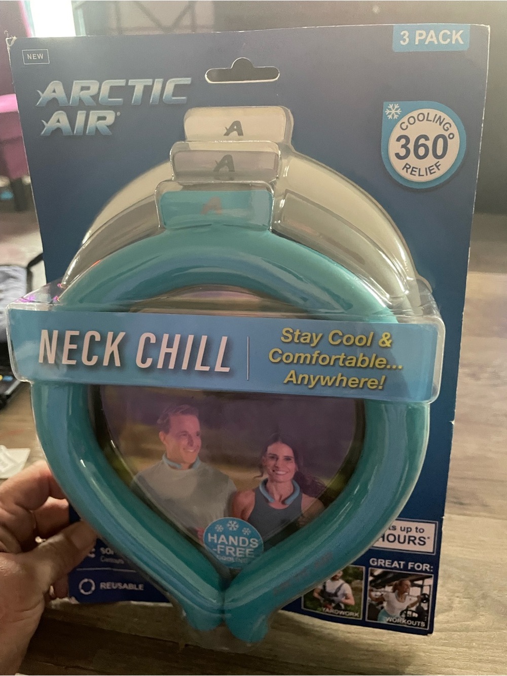 Arctic Air Neck Chill 3 Pack wearable reusable cooling gel neck coolers NEW